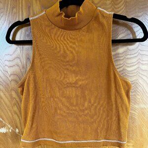 Everlane Mock Neck Ribbed Crop Tank Top